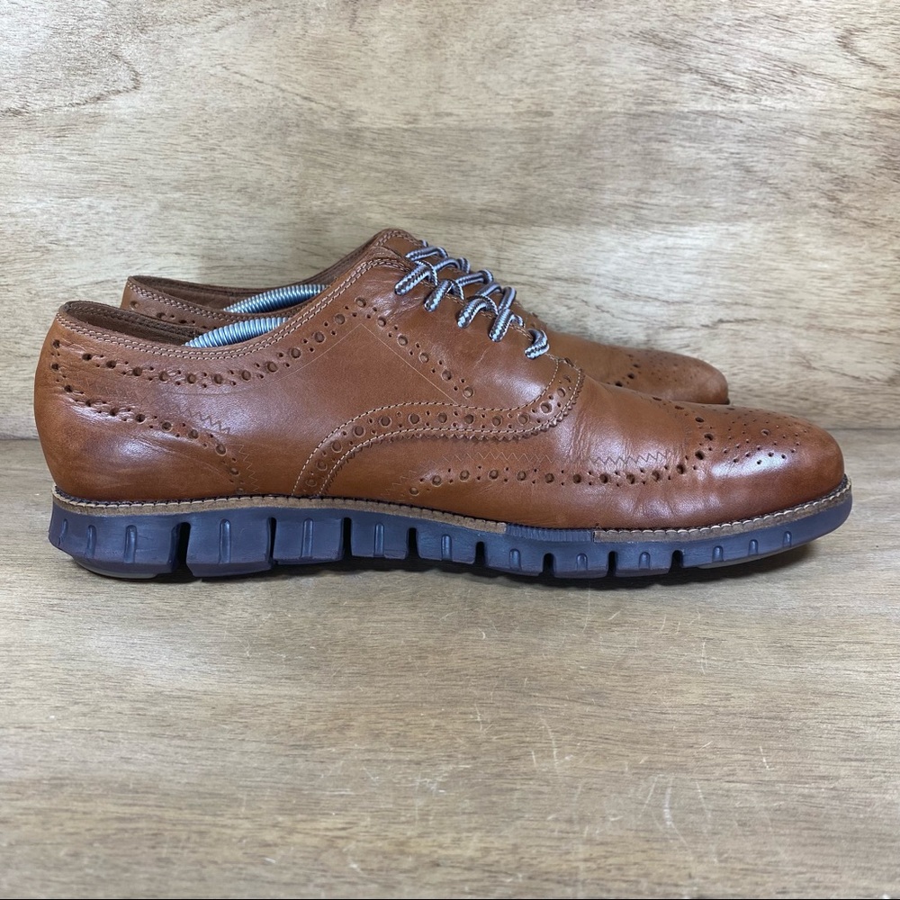 Cole Haan ZERØGRAND Wingtip Oxford British Tan Java Men SZ 11.5M Dress Shoes